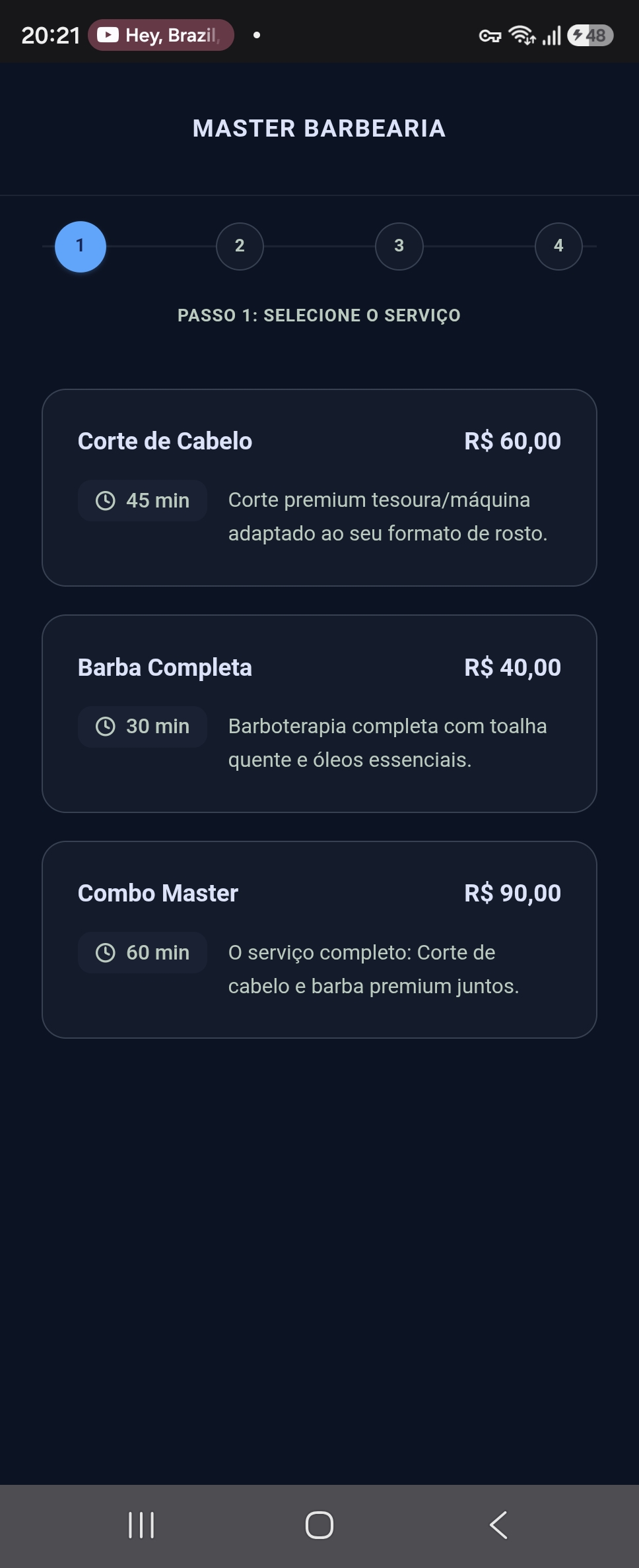 1. Escolha do Serviço