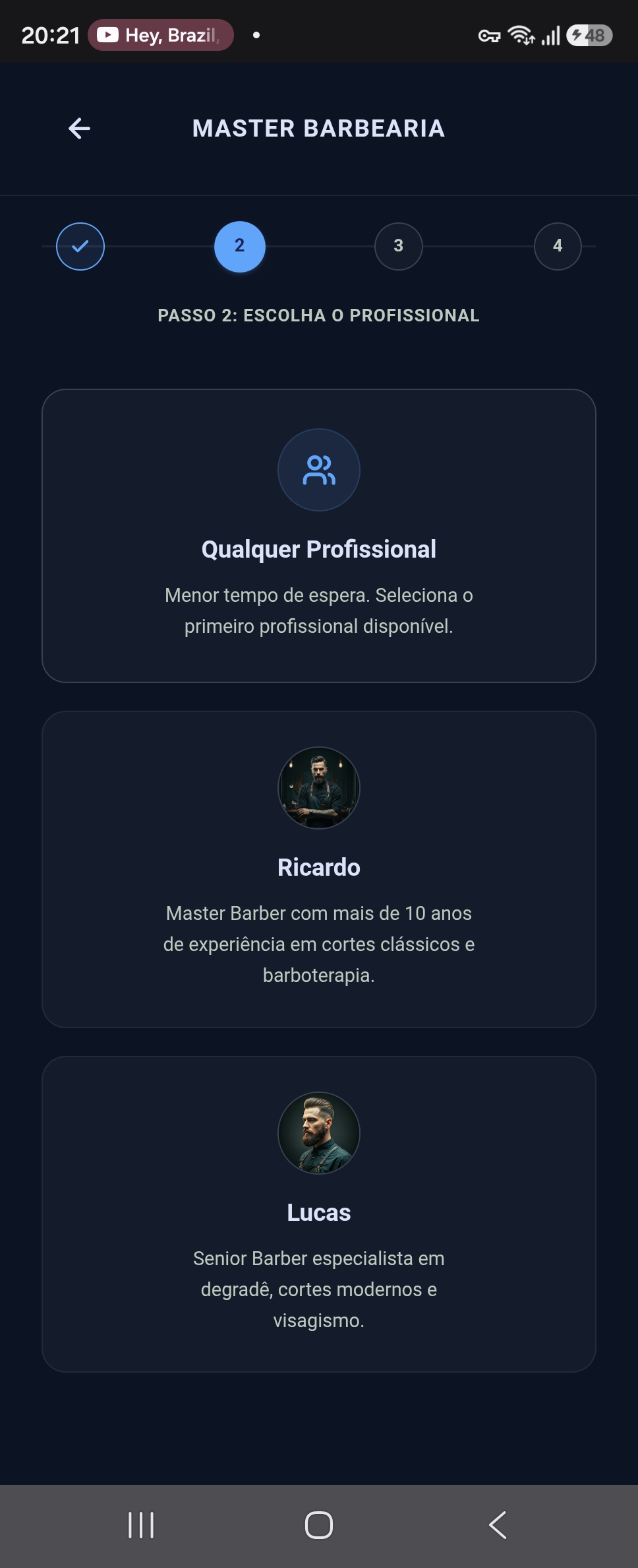 2. Seleção do Profissional